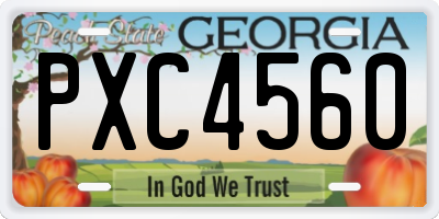GA license plate PXC4560