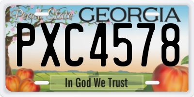 GA license plate PXC4578