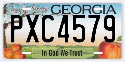 GA license plate PXC4579