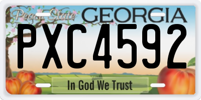 GA license plate PXC4592