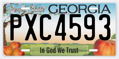 GA license plate PXC4593