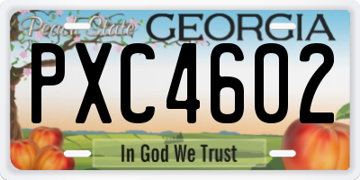 GA license plate PXC4602