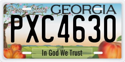GA license plate PXC4630
