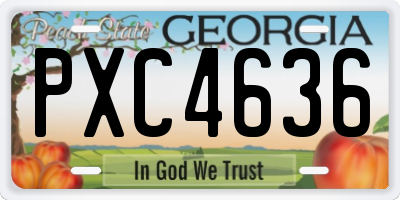 GA license plate PXC4636