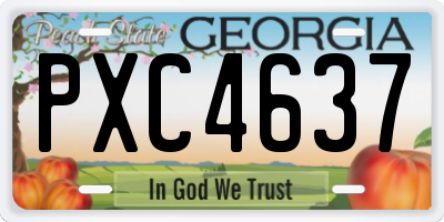 GA license plate PXC4637