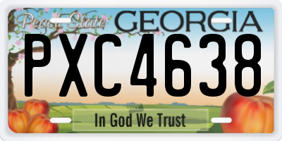 GA license plate PXC4638