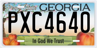 GA license plate PXC4640