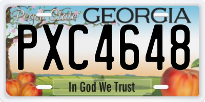 GA license plate PXC4648