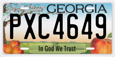 GA license plate PXC4649