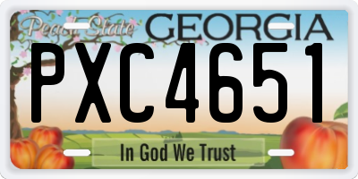 GA license plate PXC4651