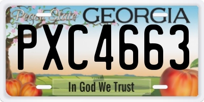 GA license plate PXC4663