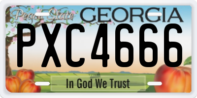 GA license plate PXC4666