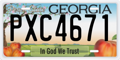 GA license plate PXC4671