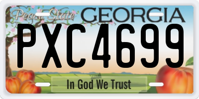 GA license plate PXC4699