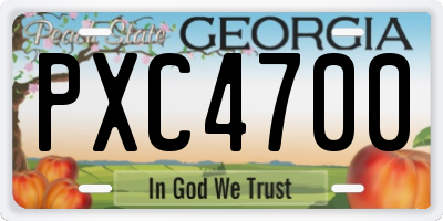 GA license plate PXC4700
