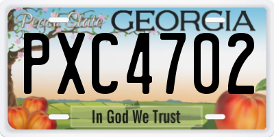 GA license plate PXC4702