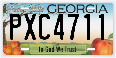 GA license plate PXC4711