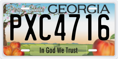 GA license plate PXC4716