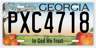 GA license plate PXC4718