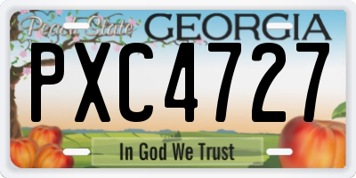 GA license plate PXC4727