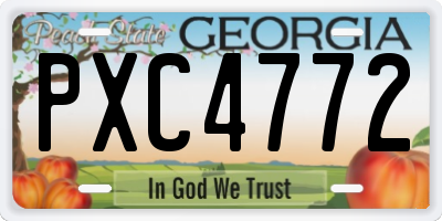 GA license plate PXC4772