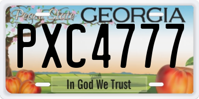 GA license plate PXC4777