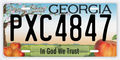 GA license plate PXC4847