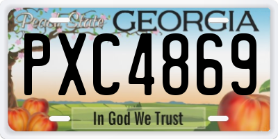 GA license plate PXC4869