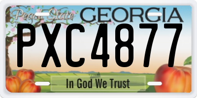 GA license plate PXC4877
