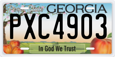 GA license plate PXC4903