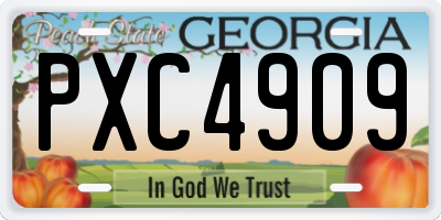 GA license plate PXC4909