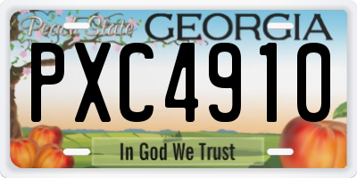 GA license plate PXC4910