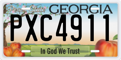 GA license plate PXC4911