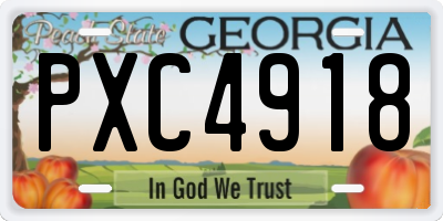 GA license plate PXC4918