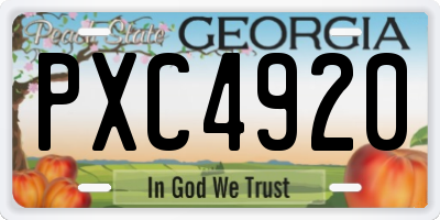 GA license plate PXC4920