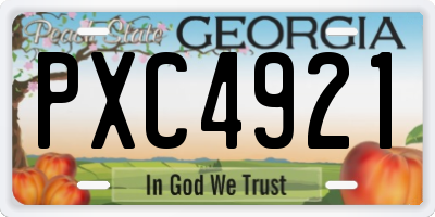 GA license plate PXC4921
