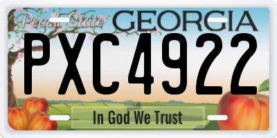 GA license plate PXC4922