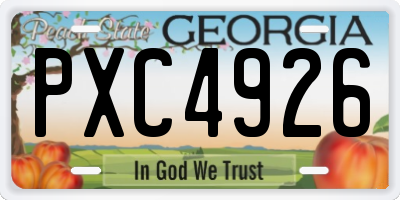 GA license plate PXC4926