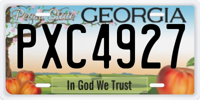GA license plate PXC4927