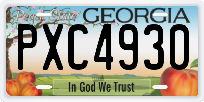 GA license plate PXC4930