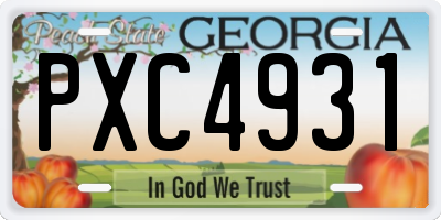 GA license plate PXC4931