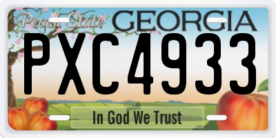 GA license plate PXC4933