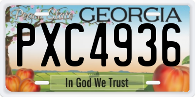 GA license plate PXC4936
