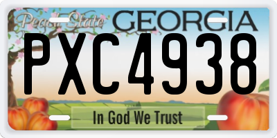 GA license plate PXC4938