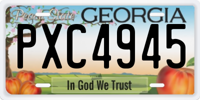 GA license plate PXC4945