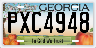 GA license plate PXC4948