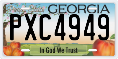 GA license plate PXC4949