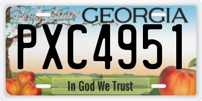 GA license plate PXC4951