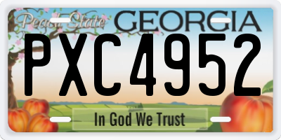 GA license plate PXC4952