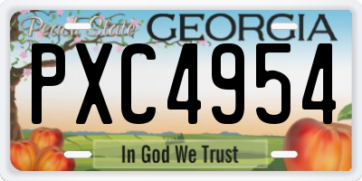 GA license plate PXC4954